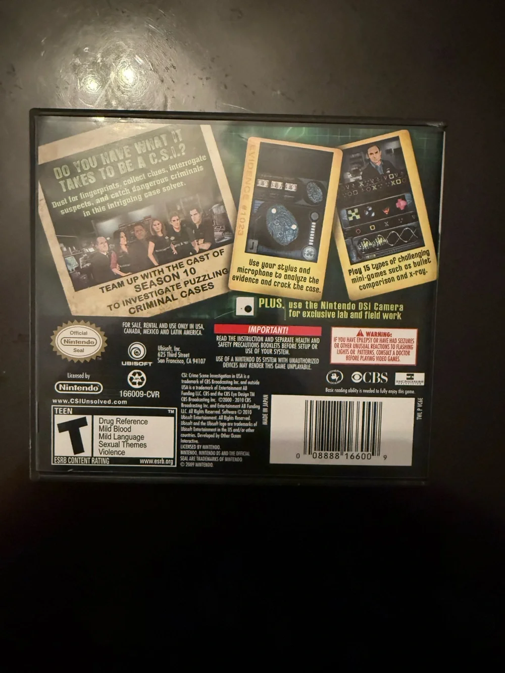 CSI Crime Scene Investigation Unsolved Nintendo DS Game Complete CIB Ubisoft
